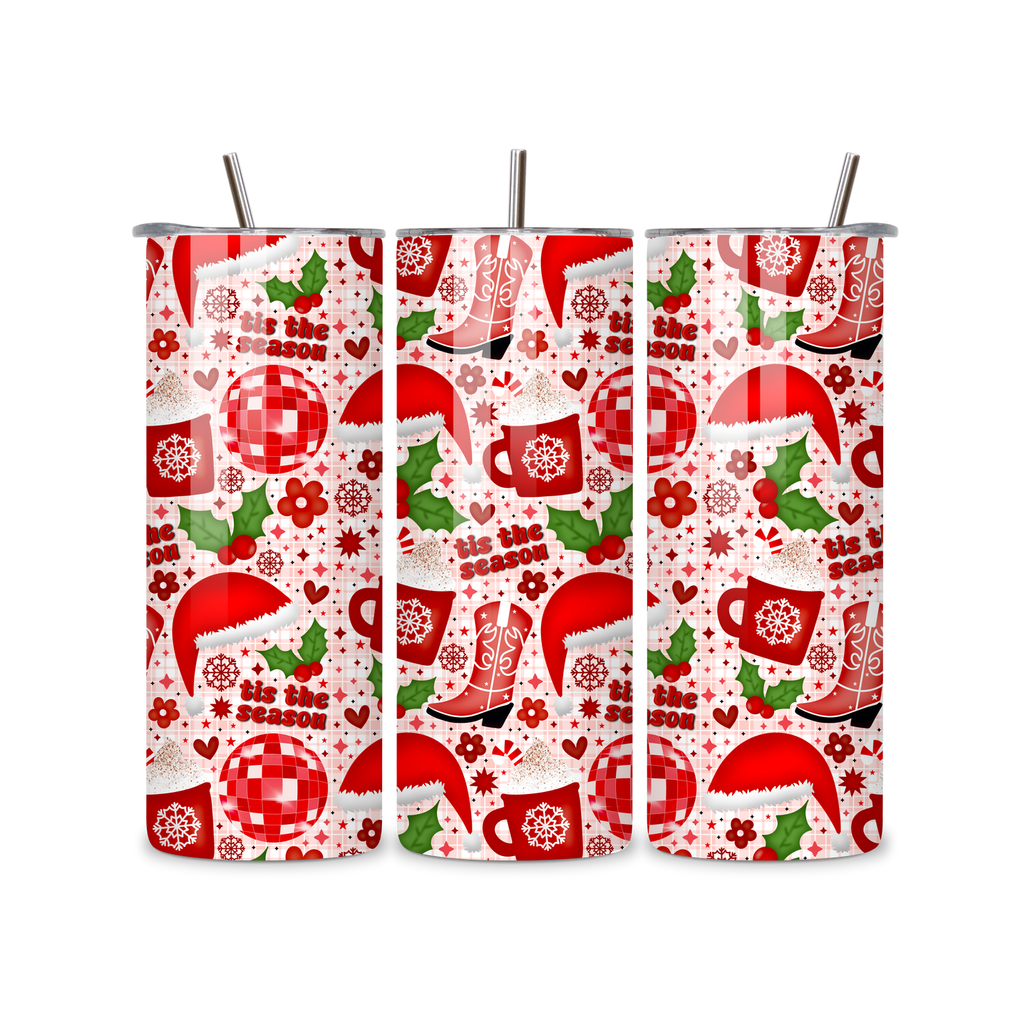 20oz Stainless Steel Tumbler – With Lid & Straw - Tis the season