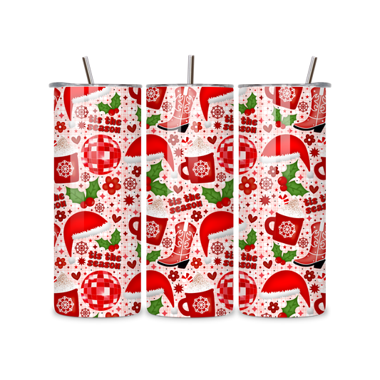 20oz Stainless Steel Tumbler – With Lid & Straw - Tis the season
