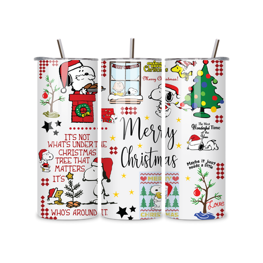 20oz Stainless Steel Tumbler – With Lid & Straw Snoopy