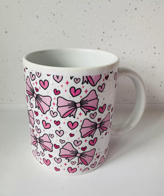 11oz Ceramic Mug - Pink Bows