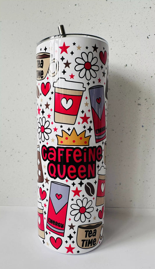 20oz Stainless Steel Tumbler – With Lid & Straw - Caffeine Queen