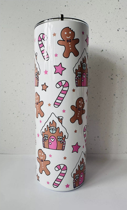 20oz Stainless Steel Tumbler – With Lid & Straw - Ginger Breadhouse