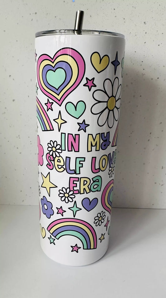 20oz Stainless Steel Tumbler – With Lid & Straw - In My Self Love Era