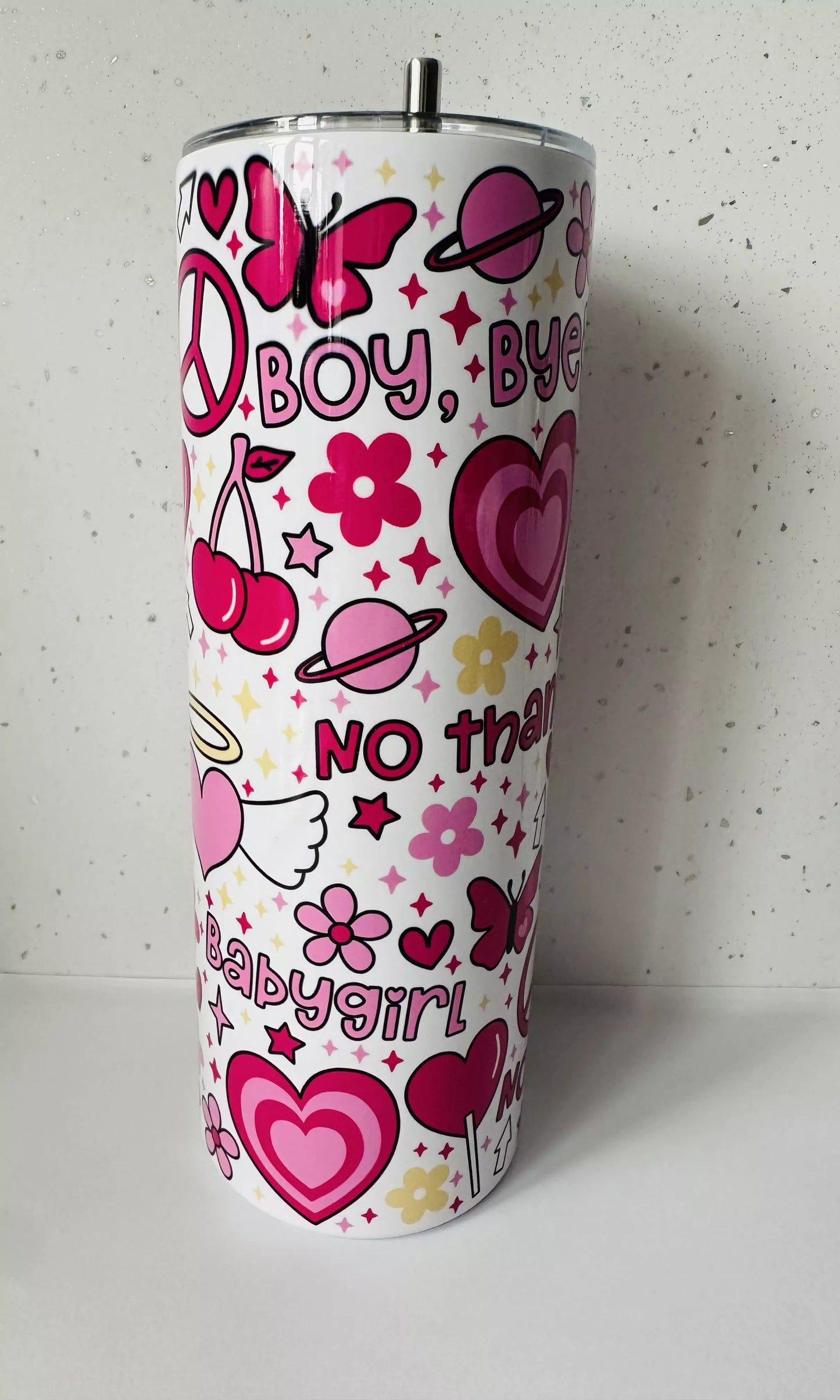 20oz Stainless Steel Tumbler – With Lid & Straw