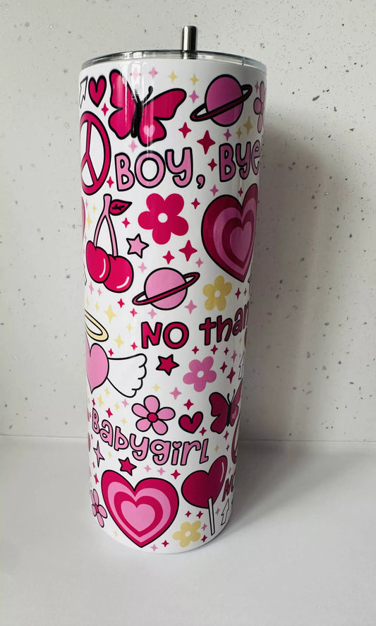 20oz Stainless Steel Tumbler – With Lid & Straw - No Thanks Boy