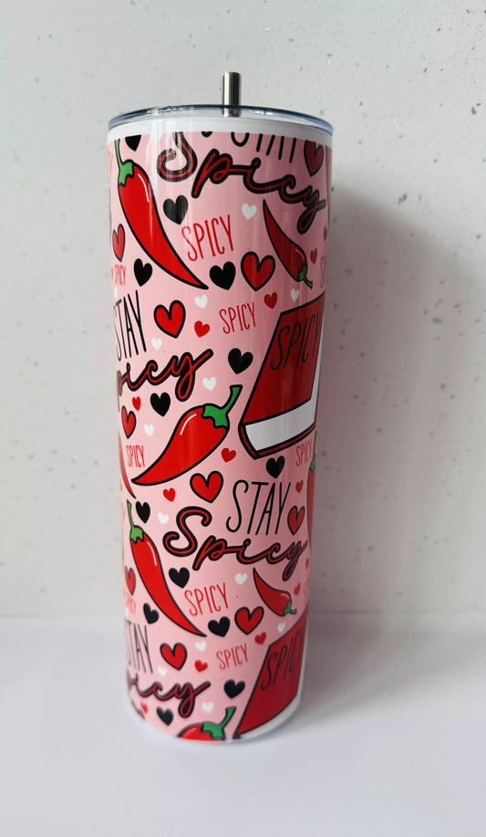 20oz Stainless Steel Tumbler – With Lid & Straw