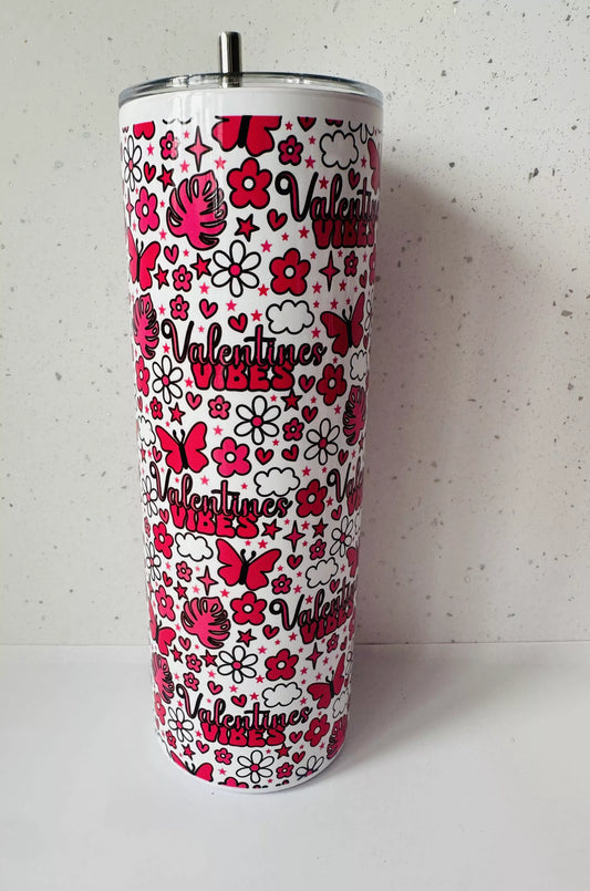 20oz Stainless Steel Tumbler – With Lid & Straw - Valentines Vibes