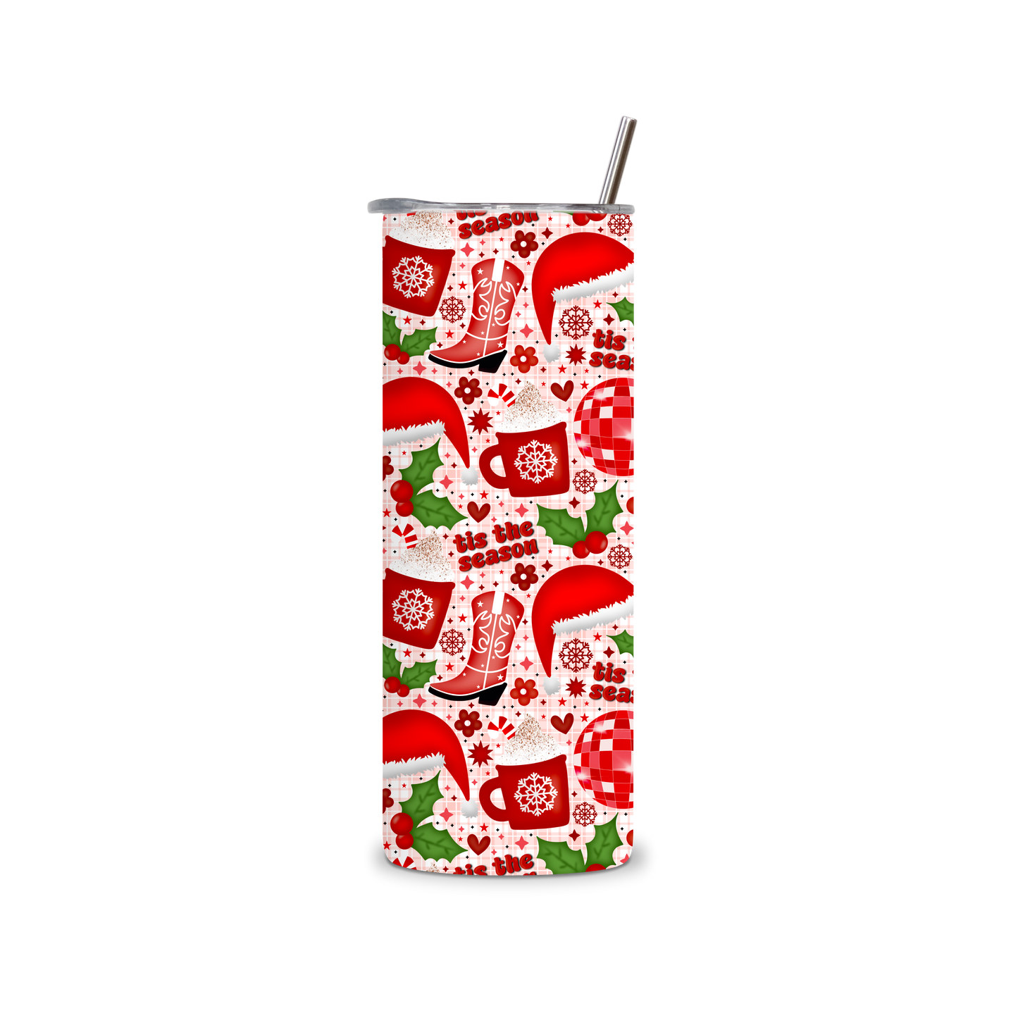 20oz Stainless Steel Tumbler – With Lid & Straw - Tis the season