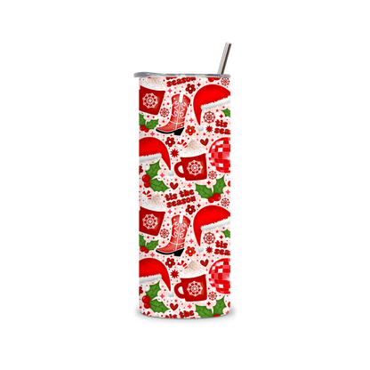 20oz Stainless Steel Tumbler – With Lid & Straw - Tis the season