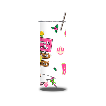 20oz Stainless Steel Tumbler – With Lid & Straw - Grinch & cindyloo