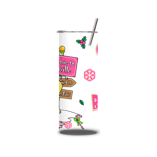 20oz Stainless Steel Tumbler – With Lid & Straw - Grinch & cindyloo
