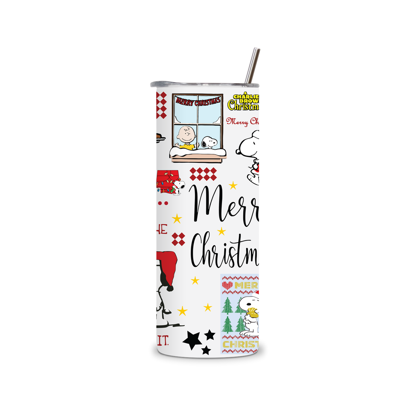 20oz Stainless Steel Tumbler – With Lid & Straw Snoopy