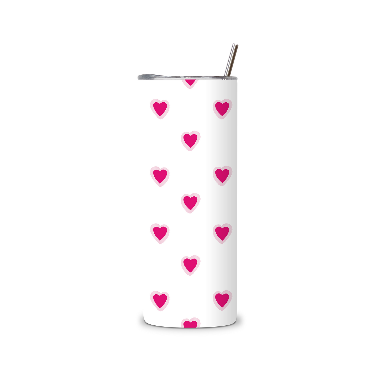 20oz Stainless Steel Tumbler – With Lid & Straw - Lovehearts