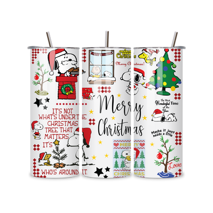 20oz Stainless Steel Tumbler – With Lid & Straw Snoopy