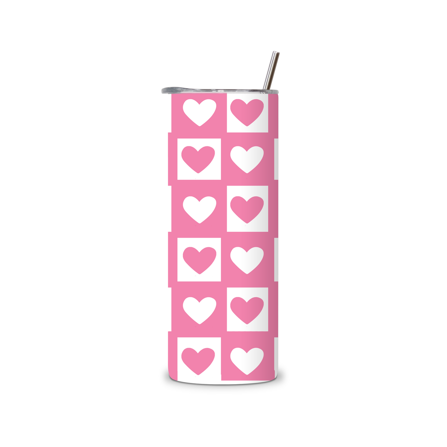 20oz Stainless Steel Tumbler – With Lid & Straw -Pink-Boxhearts