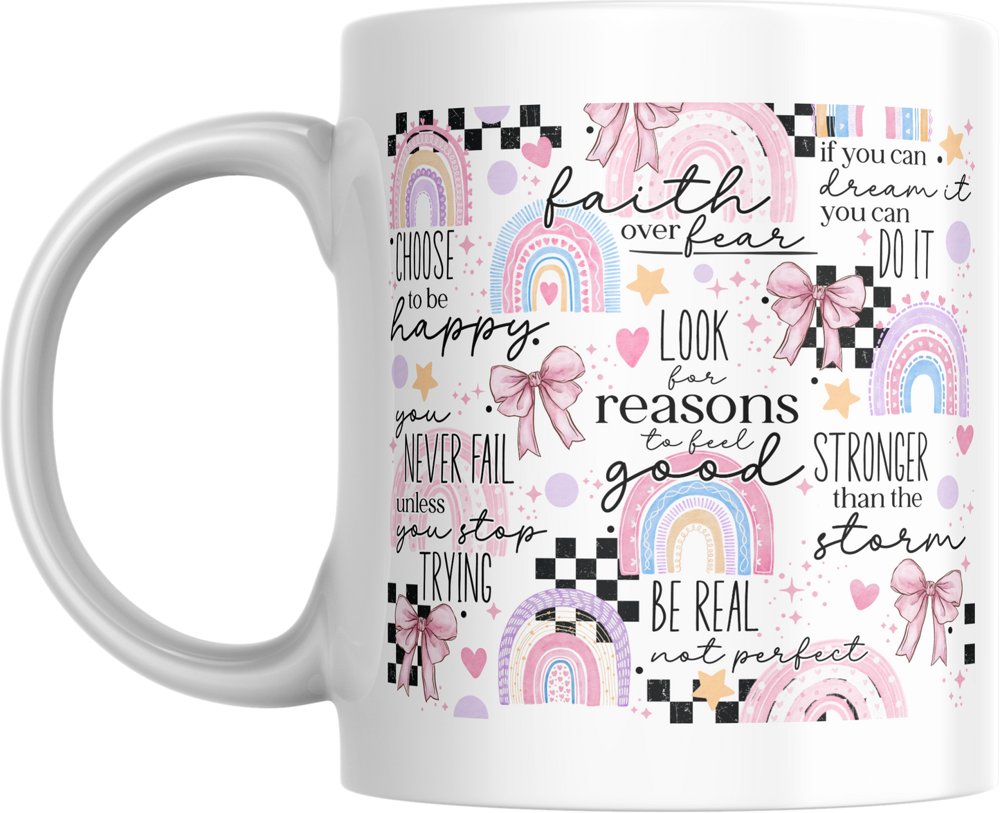 11oz ceramic mug look for a reason to feel good